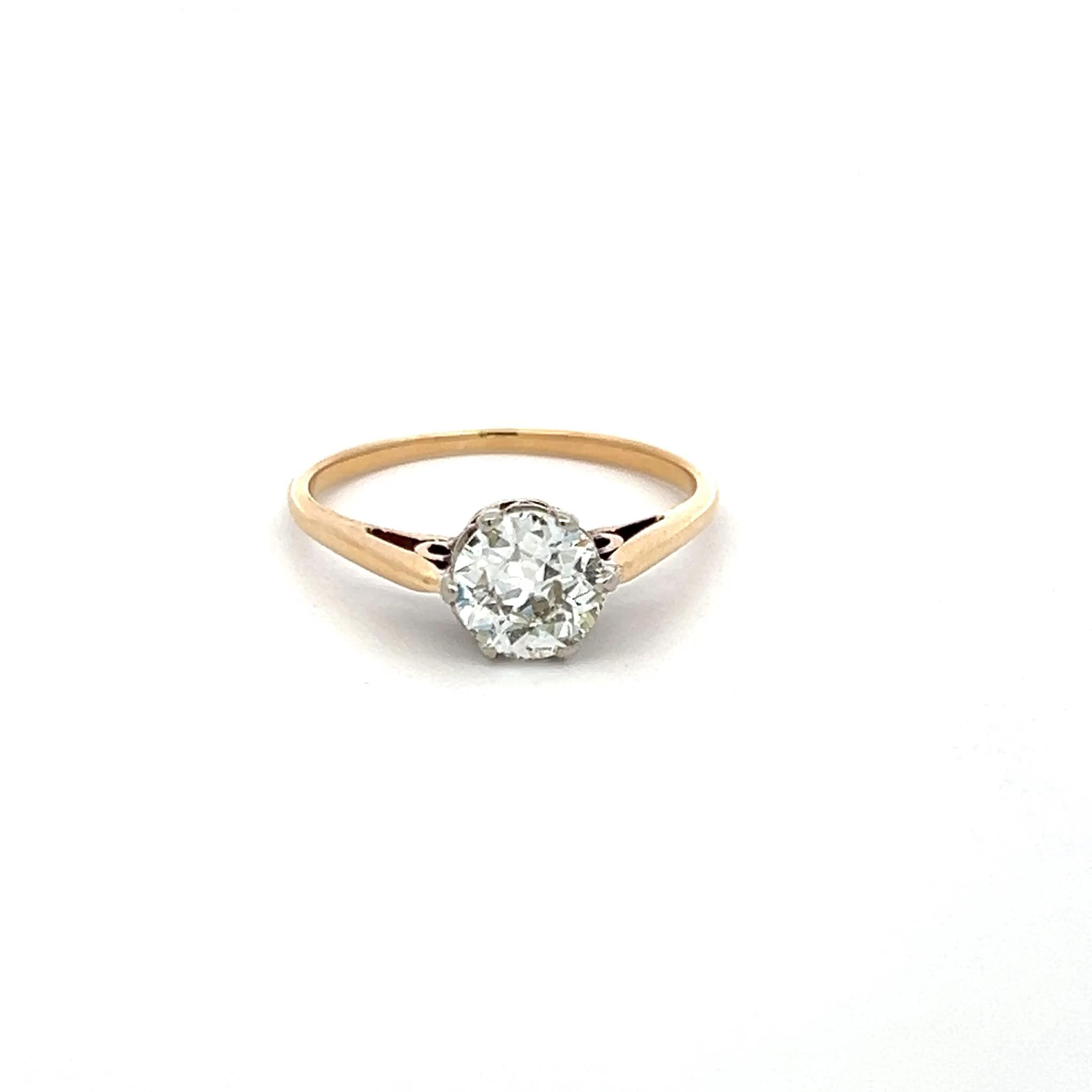 14K Yellow Gold Engagement Ring with 0.8 Carat Circular J-SI1 Diamonds Size 6