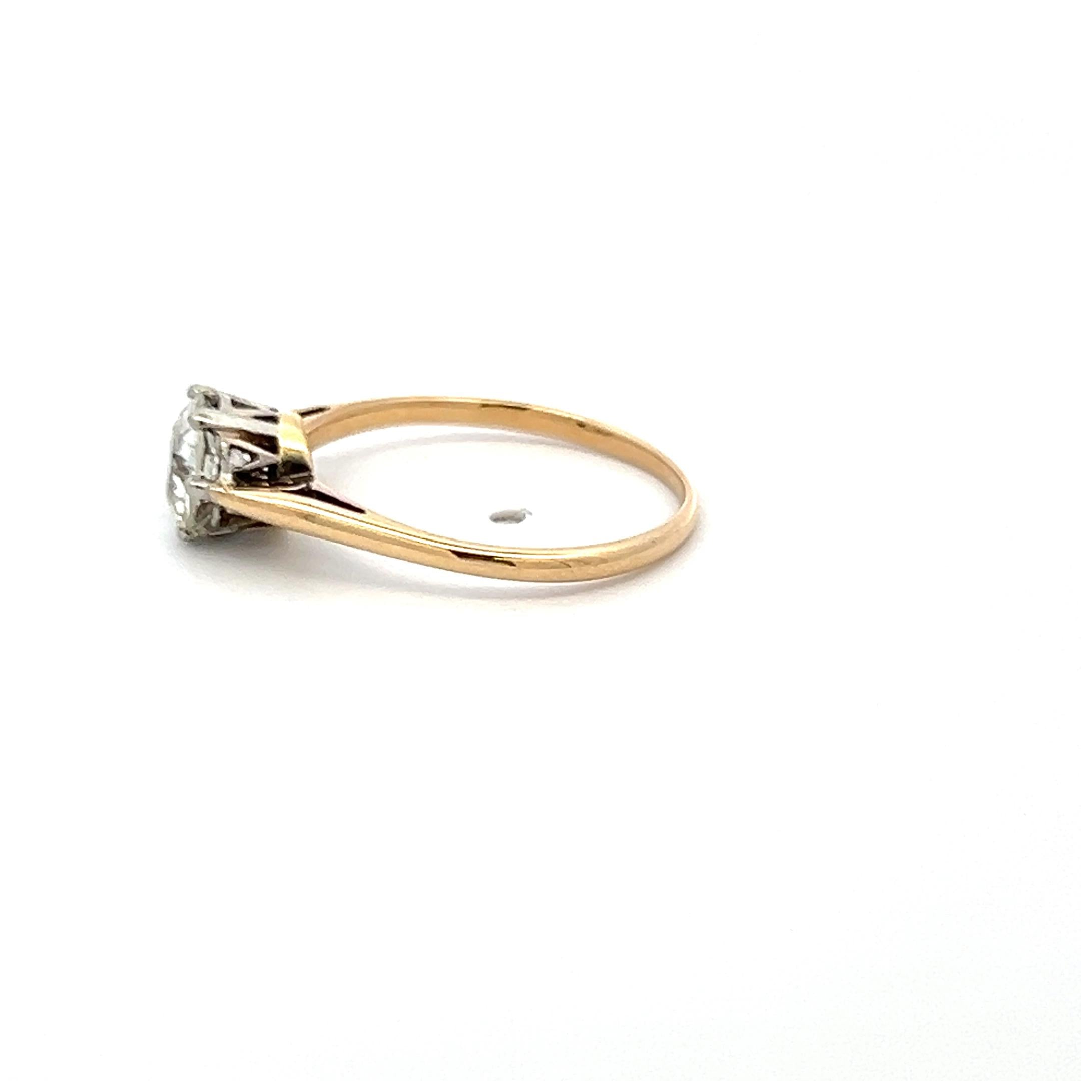 14K Yellow Gold Engagement Ring with 0.8 Carat Circular J-SI1 Diamonds Size 6