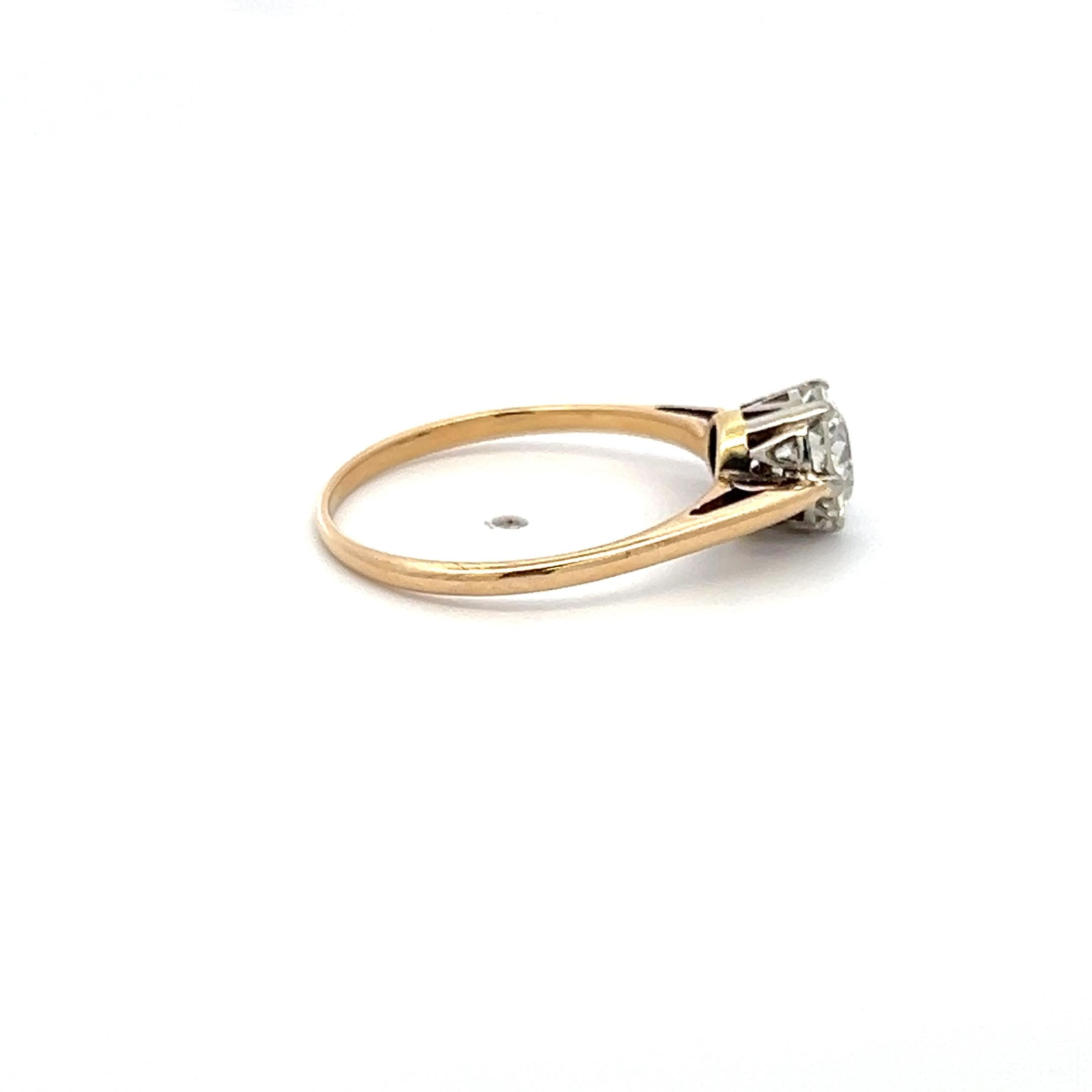 14K Yellow Gold Engagement Ring with 0.8 Carat Circular J-SI1 Diamonds Size 6