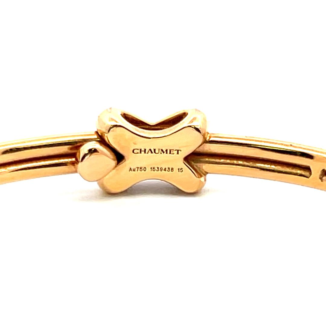 Chaumet 0.11 Carat Round Brilliant Diamond 18K Yellow Gold Bangle Bracelet