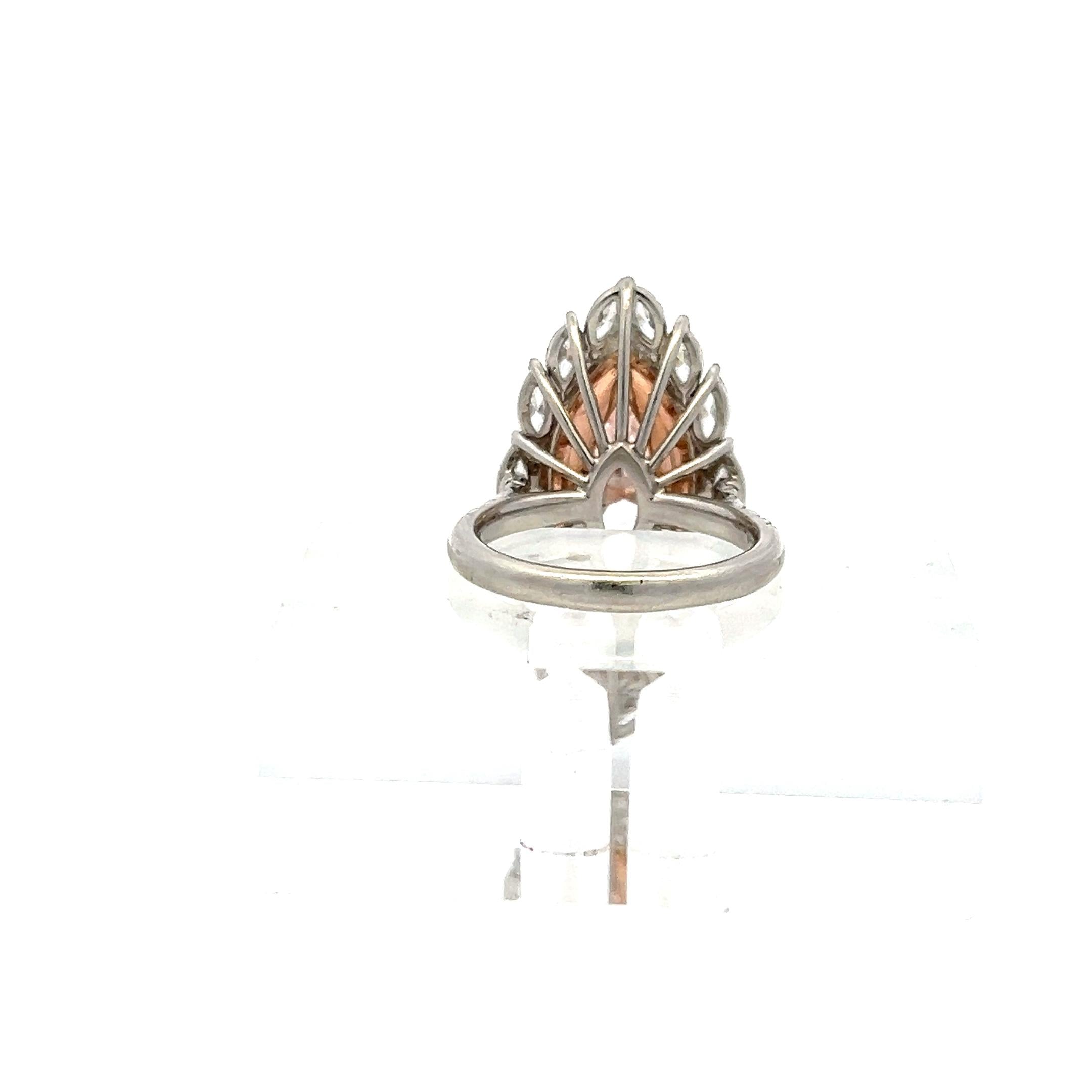 Platinum Cocktail Ring Total 5.83 Carat Marquis and Round Diamonds LPB-VVS2 GIA