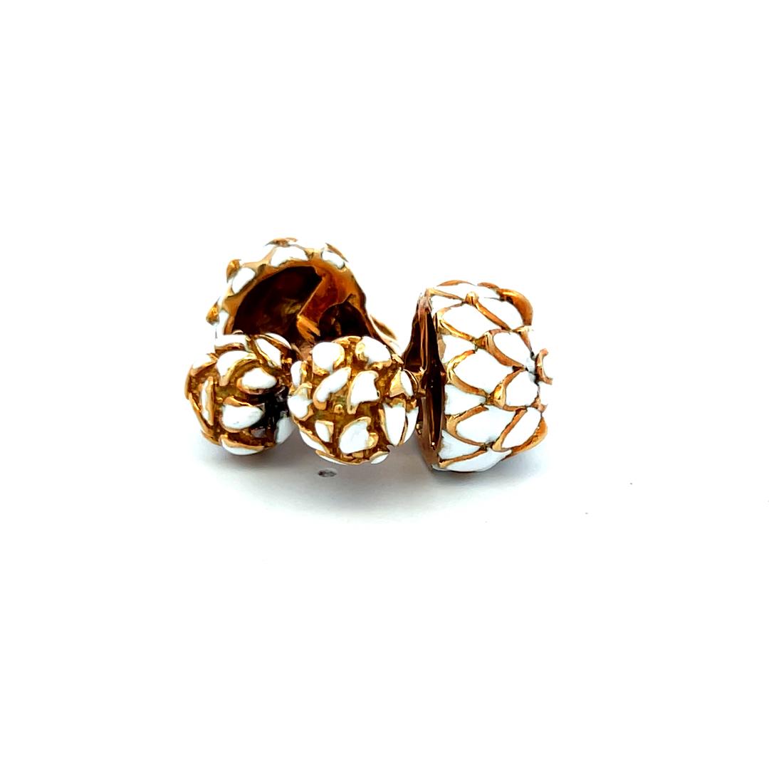 David Webb Enamel 18 Karat Yellow Gold Fixed Back Cufflinks