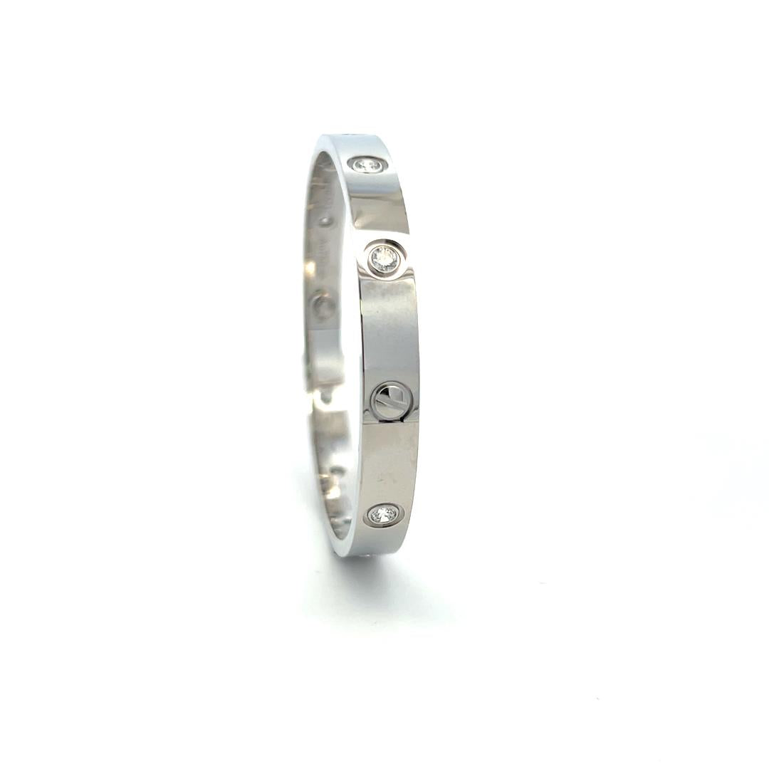 Cartier 0.96 Carat Round Diamond 18K White Gold Love Bracelet Size 17 with Cert