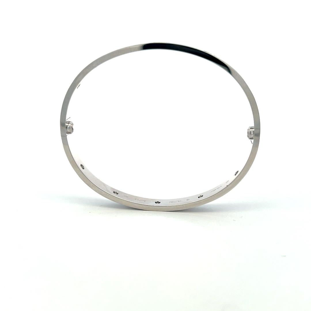 Cartier 0.96 Carat Round Diamond 18 Karat White Gold Love Bracelet Size 19