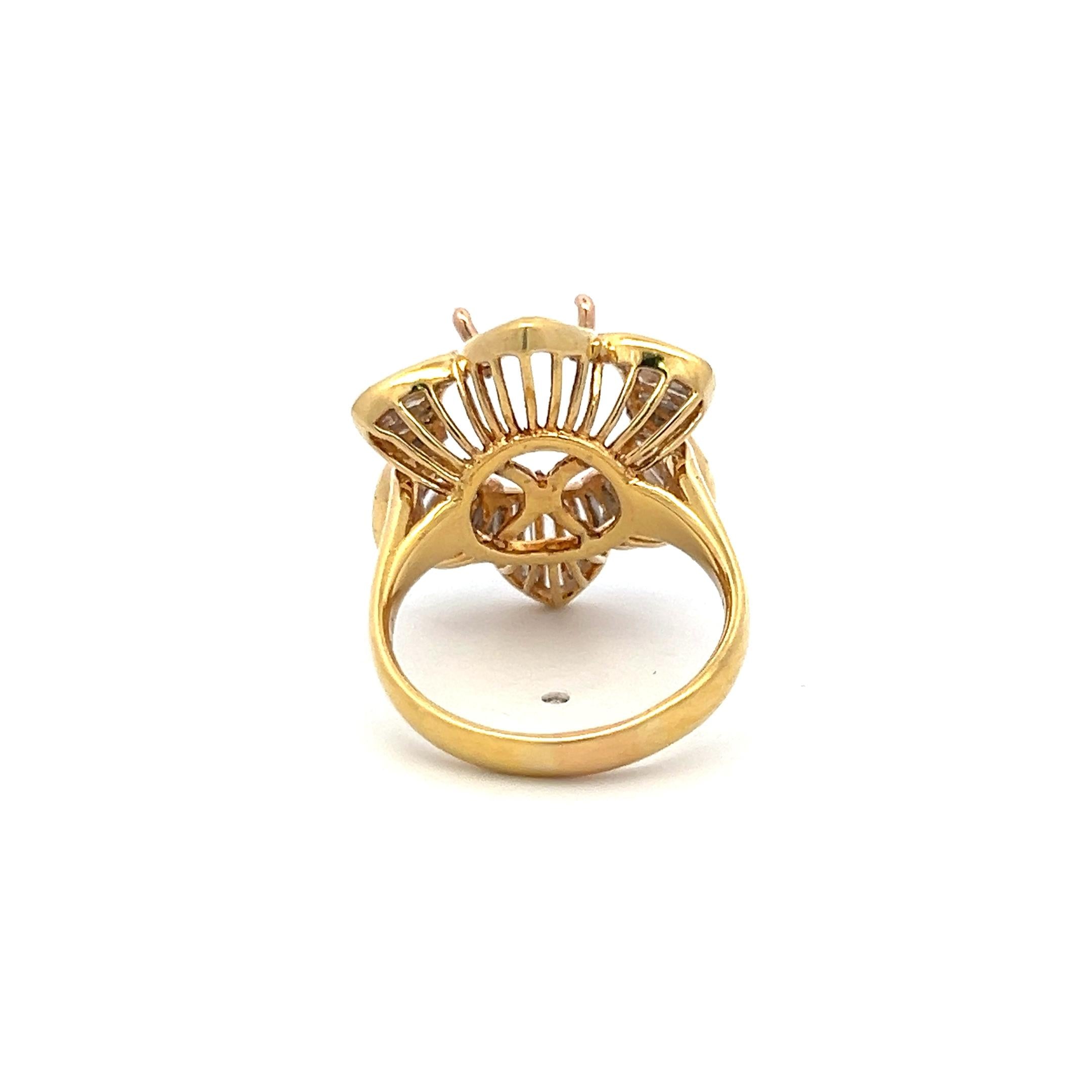 1.50 Carat Tapered Baguette Shape Diamond 18 Karat Yellow Gold Semi Mount Ring