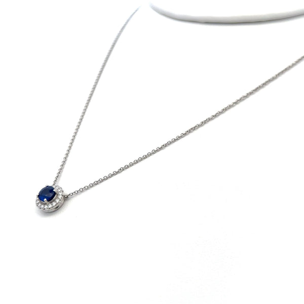 Tiffany & Co 0.40 Carat Sapphire 0.09 Carat Diamond Platinum Pendant Necklace