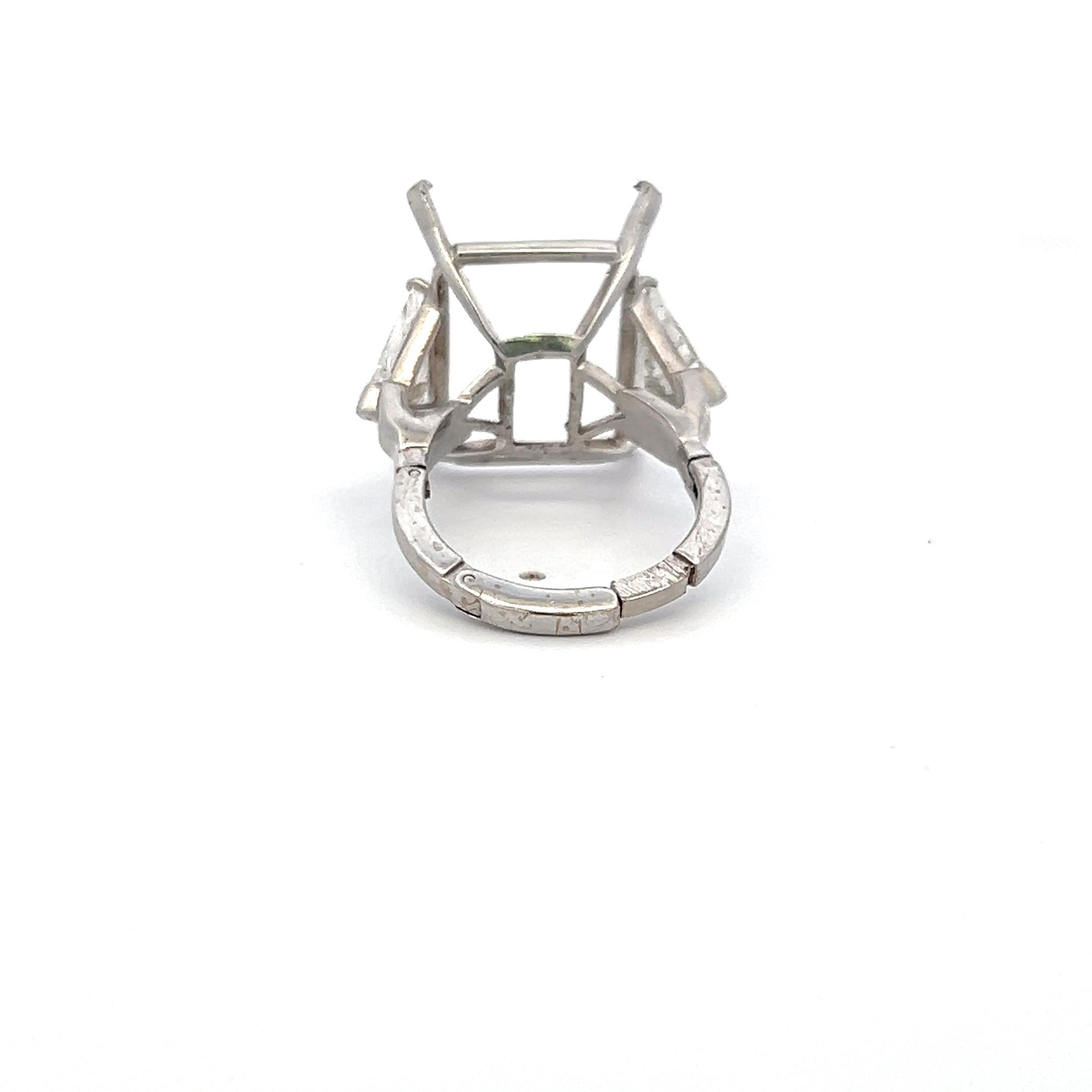 Platinum Semi Mount Ring with 2.5 Carat Diamond Fits  16.00*22.60 MM 20ct+