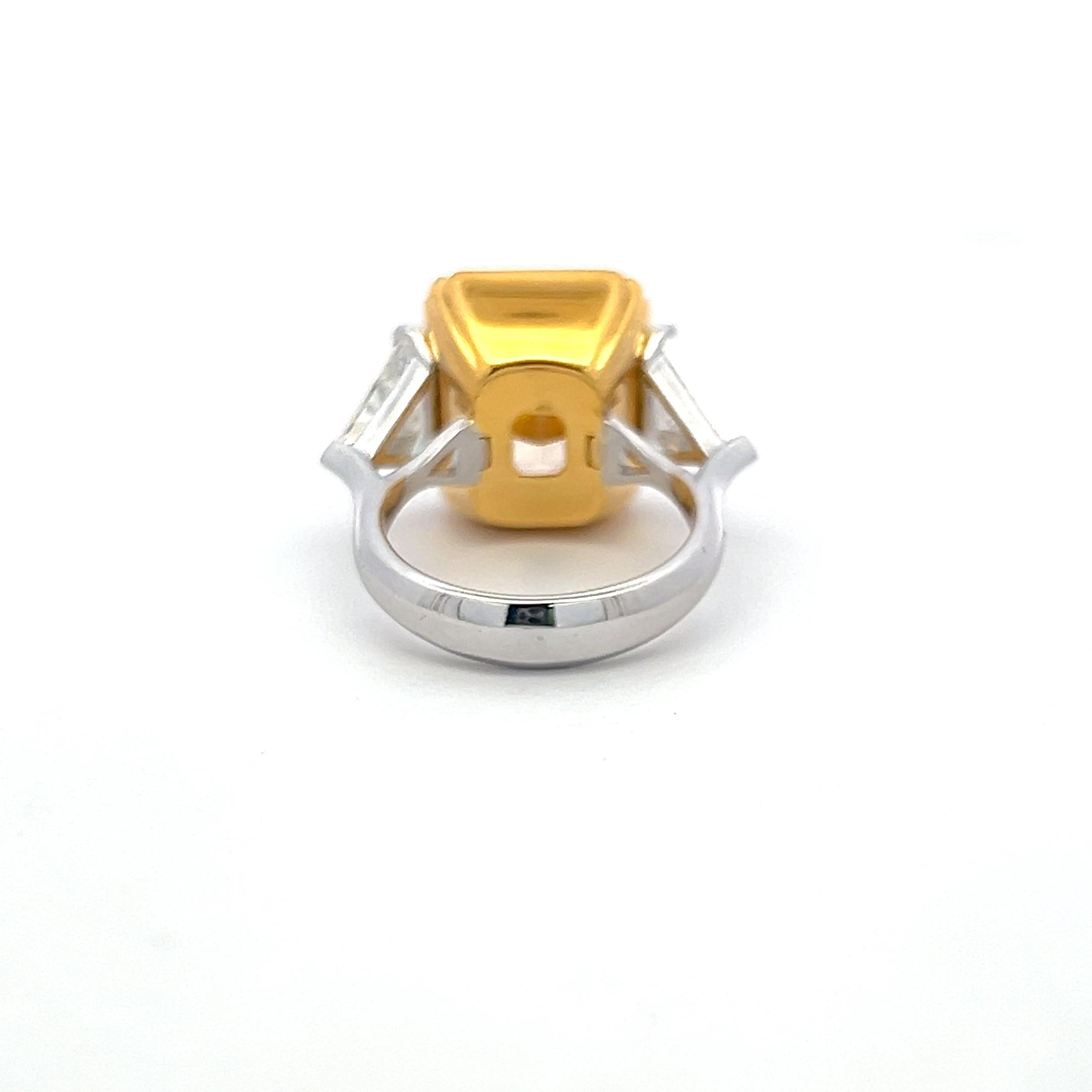 Platinum Three-Stone Ring with 15.84ct Radiant & Triangular Diamonds FDY VS1 GIA