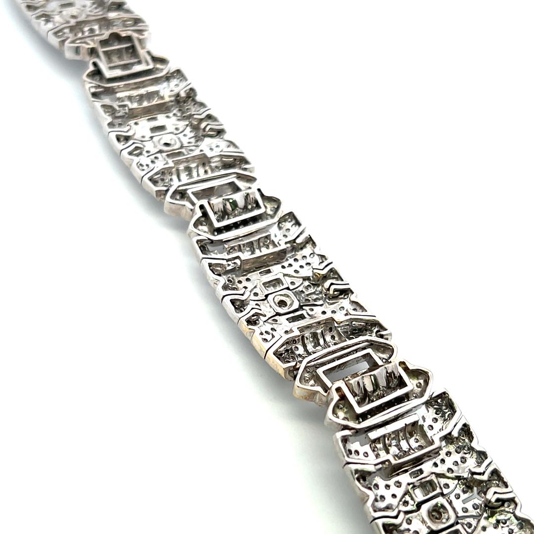 18K White Gold Art-Deco Bracelet with 19.75ct Round & Mixed Shaped Diamonds