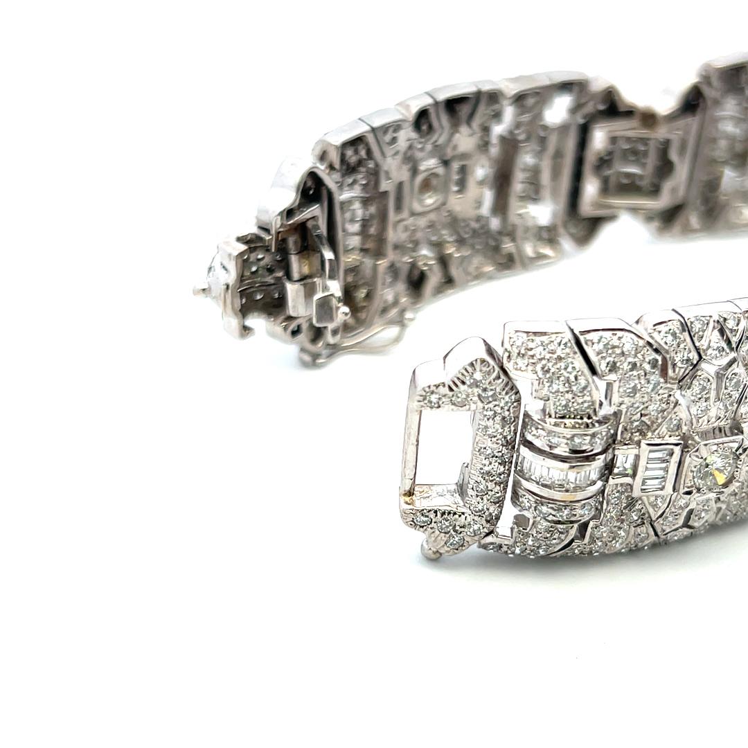 18K White Gold Art-Deco Bracelet with 19.75ct Round & Mixed Shaped Diamonds