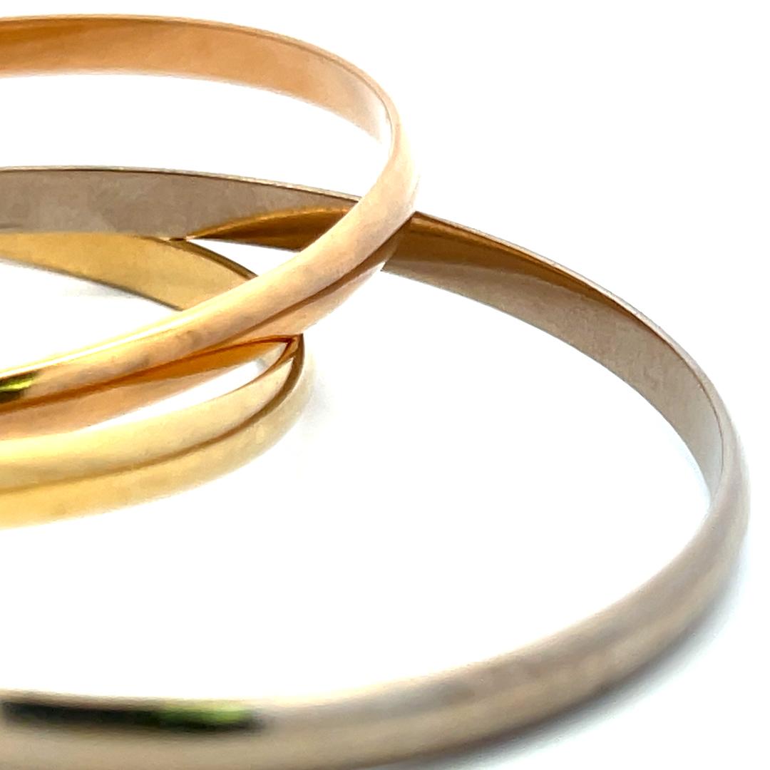 Cartier 18 Karat Tri Color Gold Bangle Trinity Bracelet 4.4 MM Size 7