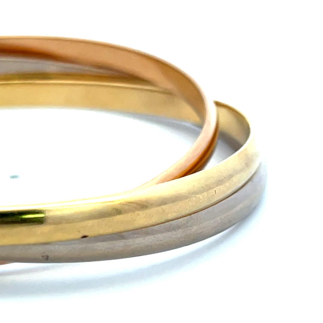 Cartier 18 Karat Tri Color Gold Bangle Trinity Bracelet 4.4 MM Size 7