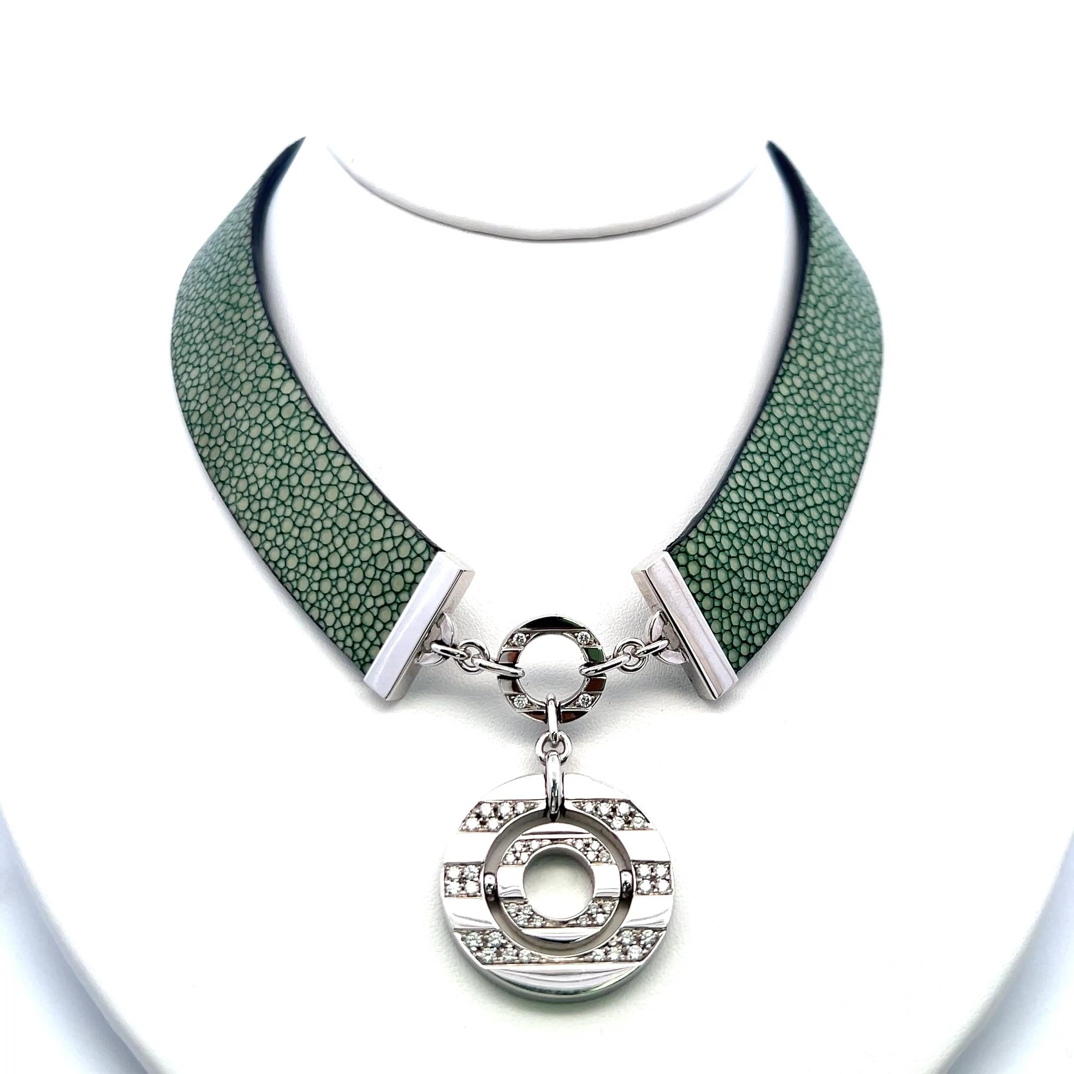 Bvlgari 1.00 Carat Round Brilliant Diamond 18 Karat White Gold Collar Necklace