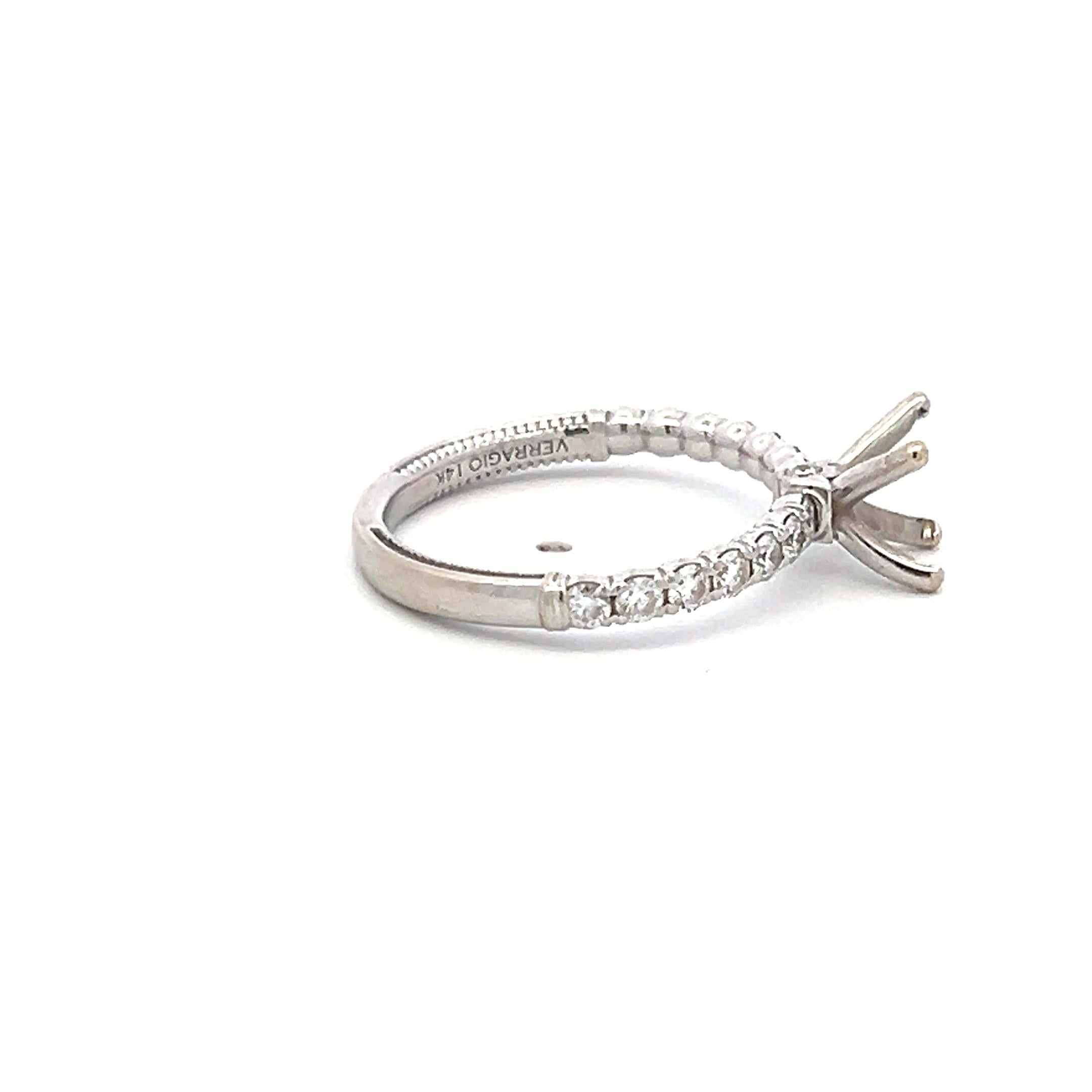 Verragio 0.42 Carat Round Brilliant H VS Diamond 14 Karat White Gold Semi Mount