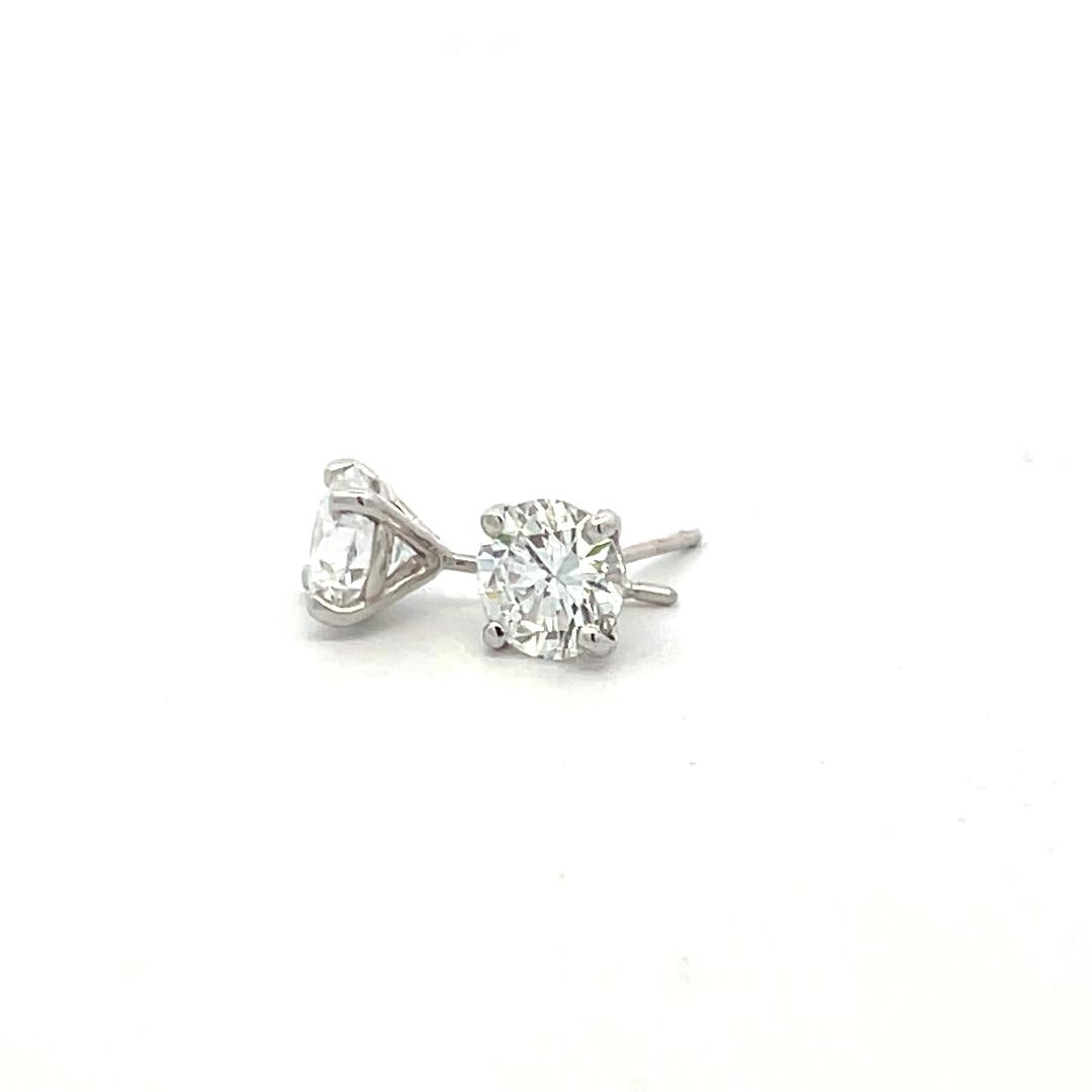 1.79 Carat Round Brilliant D VS2 Diamond 18 Karat White Gold Stud Earrings