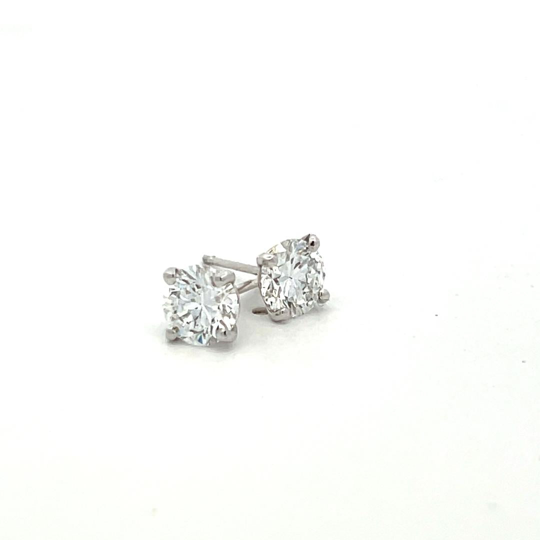 1.79 Carat Round Brilliant D VS2 Diamond 18 Karat White Gold Stud Earrings