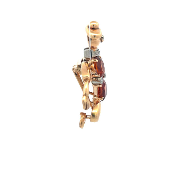 9.00 Carat Citrine 0.20 Carat Circular Brilliant Diamond 18K YG Pin Brooch