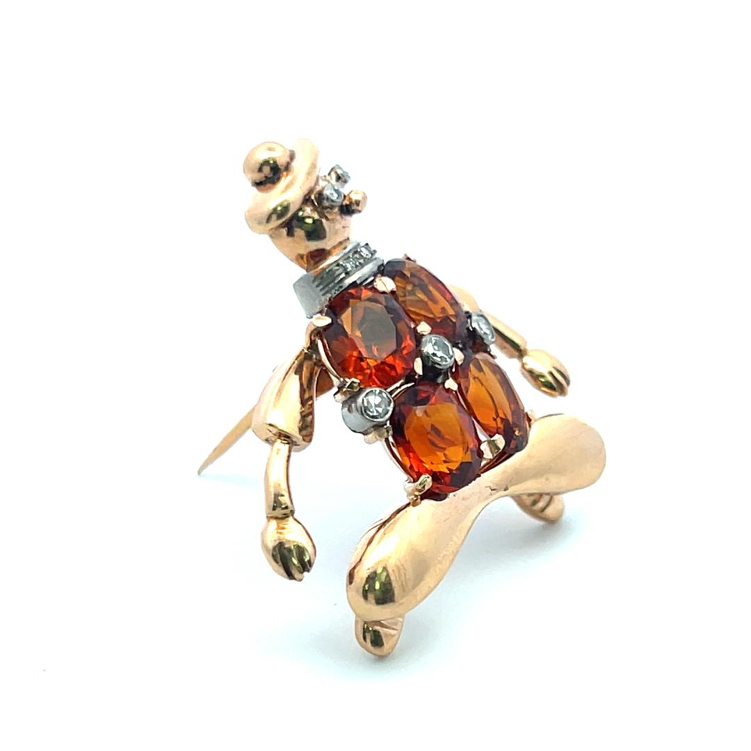 9.00 Carat Citrine 0.20 Carat Circular Brilliant Diamond 18K YG Pin Brooch