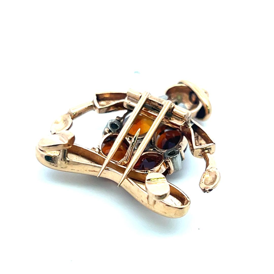 9.00 Carat Citrine 0.20 Carat Circular Brilliant Diamond 18K YG Pin Brooch