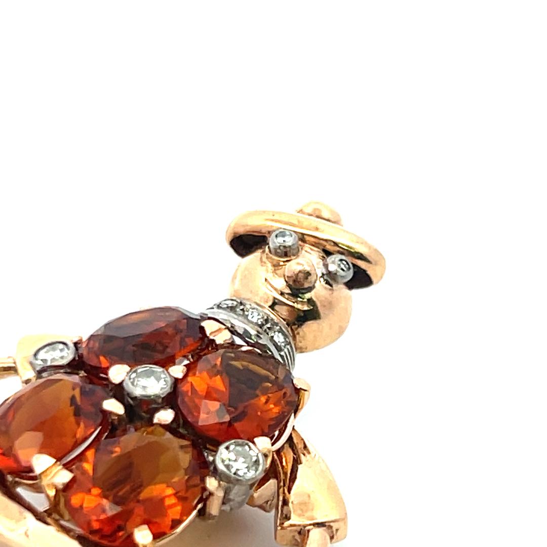 9.00 Carat Citrine 0.20 Carat Circular Brilliant Diamond 18K YG Pin Brooch