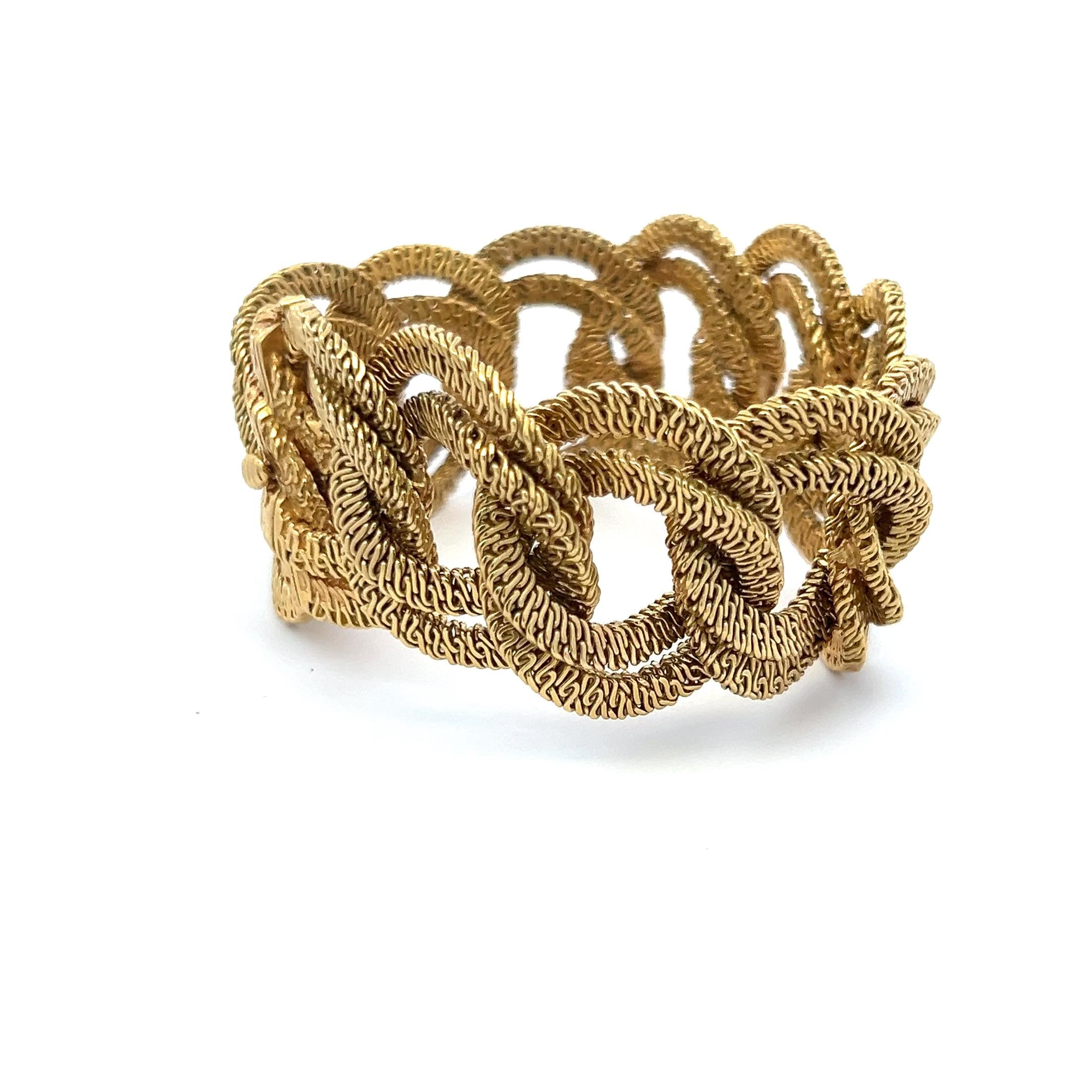 Vintage 18 Karat Yellow Gold Textured Mesh Link Bracelet 117.5 Grams