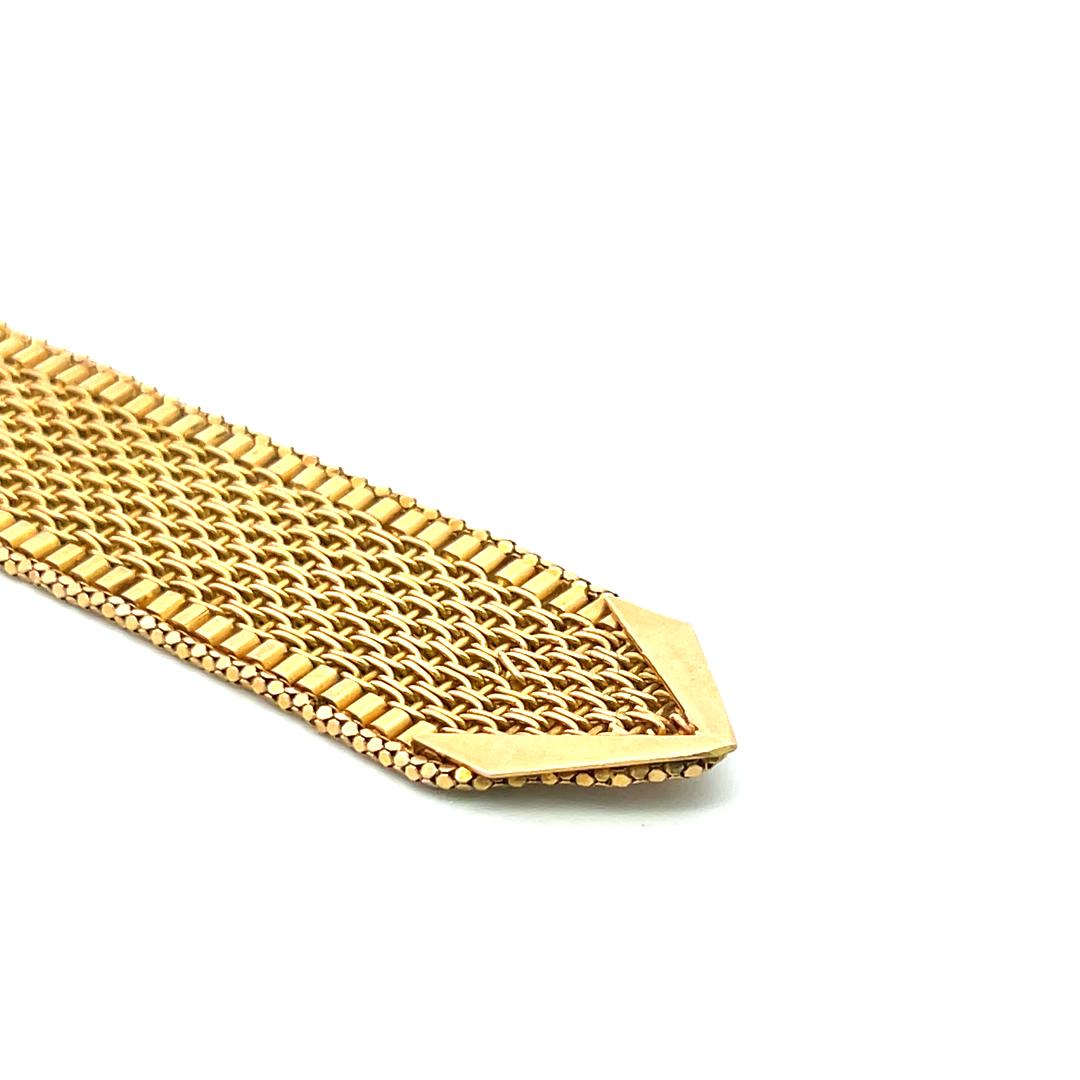 0.88 Carat Round Brilliant I VS Diamond 18 Karat Yellow Gold Retro Bracelet