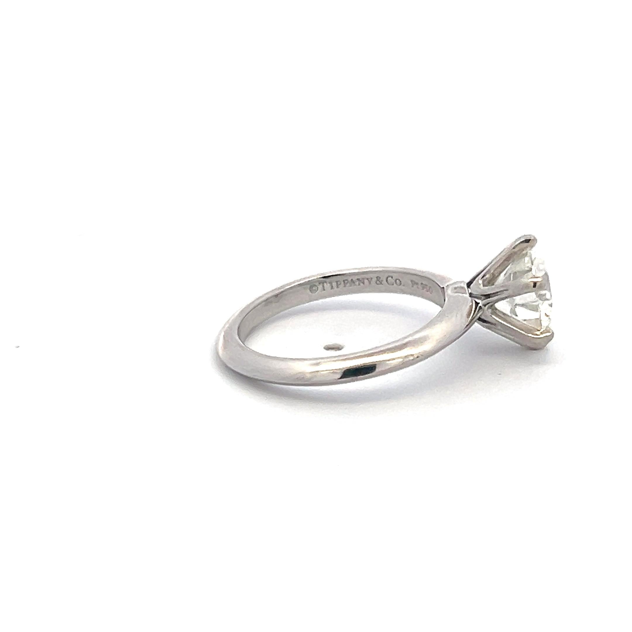 Tiffany & Co 2.01 Carat Round Brilliant I VS1 Diamond Platinum Engagement Ring
