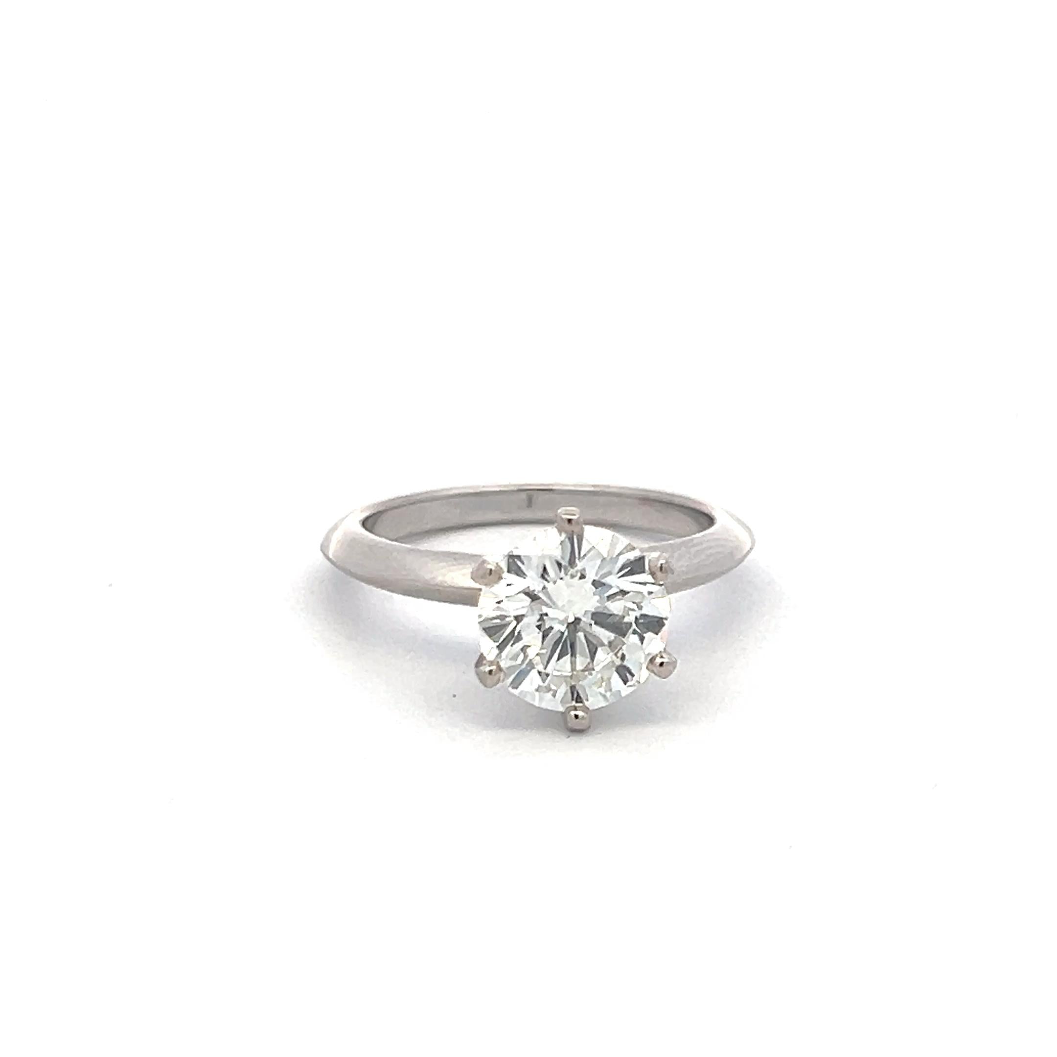 Tiffany & Co 2.01 Carat Round Brilliant I VS1 Diamond Platinum Engagement Ring