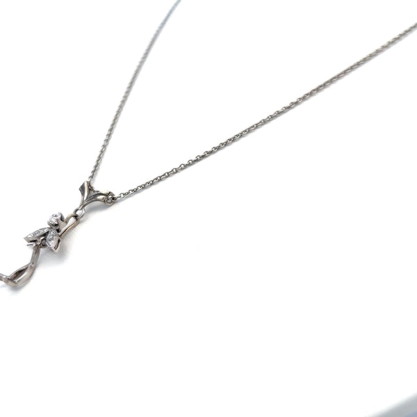 0.25 Carat Old European Cut Diamond 14K White Gold/Platinum Pendant Necklace