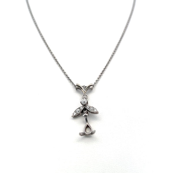 0.25 Carat Old European Cut Diamond 14K White Gold/Platinum Pendant Necklace