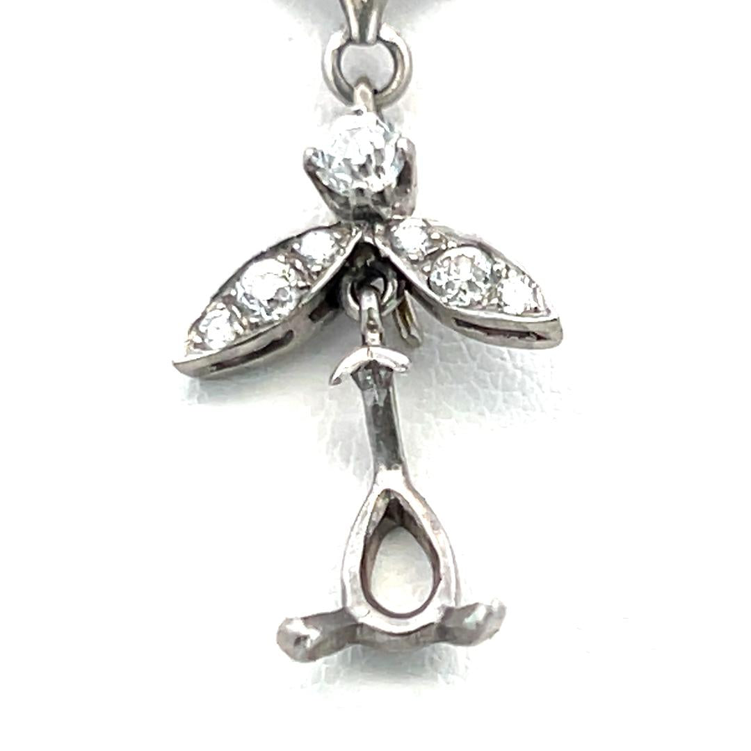 0.25 Carat Old European Cut Diamond 14K White Gold/Platinum Pendant Necklace