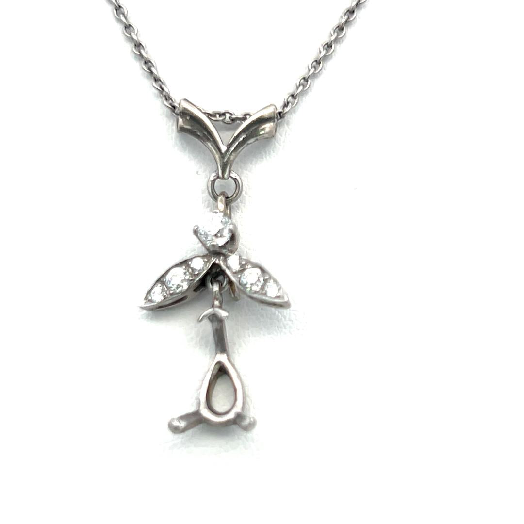 0.25 Carat Old European Cut Diamond 14K White Gold/Platinum Pendant Necklace