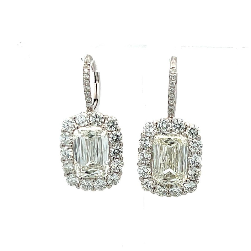 7.87 Carat Crisscut Cut and Round Brilliant Diamond Platinum Leverback Earrings