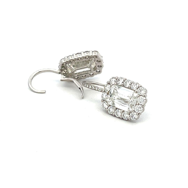 7.87 Carat Crisscut Cut and Round Brilliant Diamond Platinum Leverback Earrings