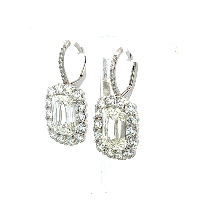 7.87 Carat Crisscut Cut and Round Brilliant Diamond Platinum Leverback Earrings