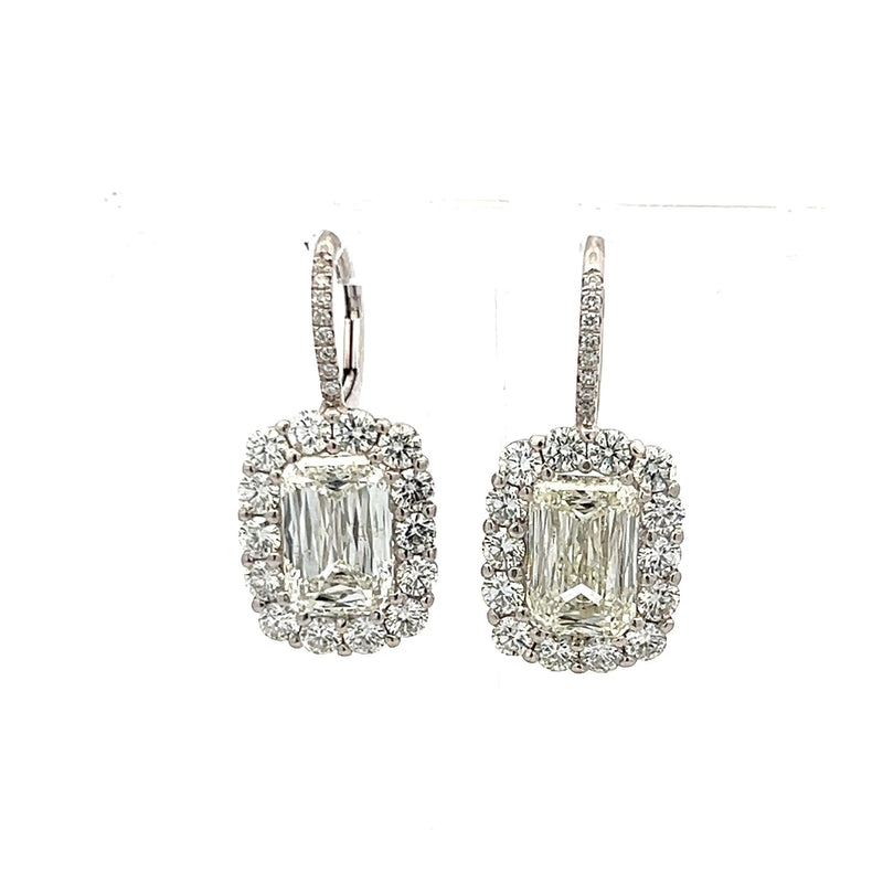 7.87 Carat Crisscut Cut and Round Brilliant Diamond Platinum Leverback Earrings