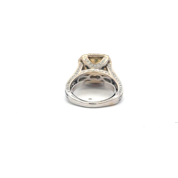 6.08 Carat Cushion Brilliant Fancy Yellow Diamond 18K Gold Engagement Ring
