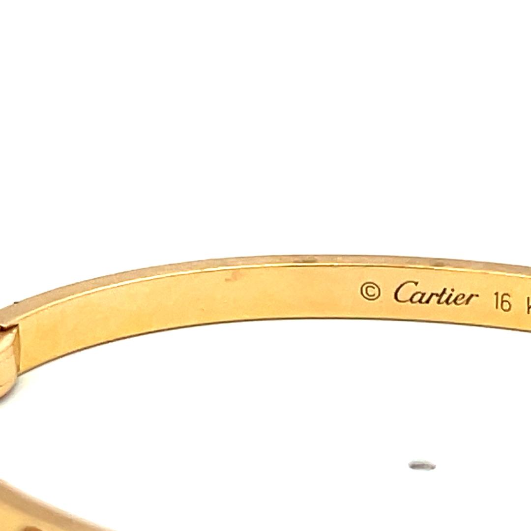 Cartier 0.15 Carat Round Diamond 18K Yellow Gold Love Bracelet Size 16
