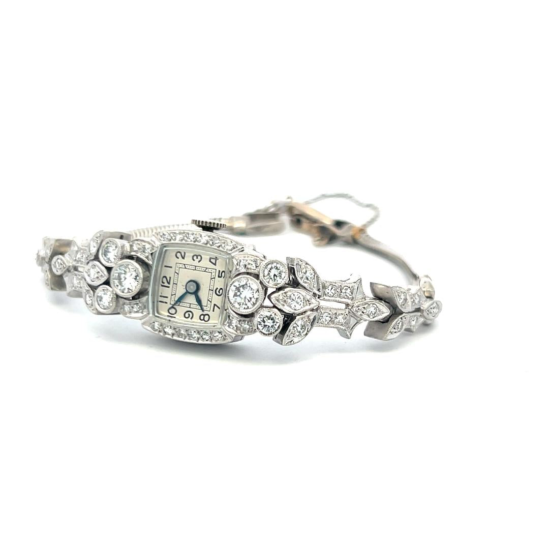 1.95 Carat Circular Brilliant Cut G VS Diamond Platinum Bracelet Watch