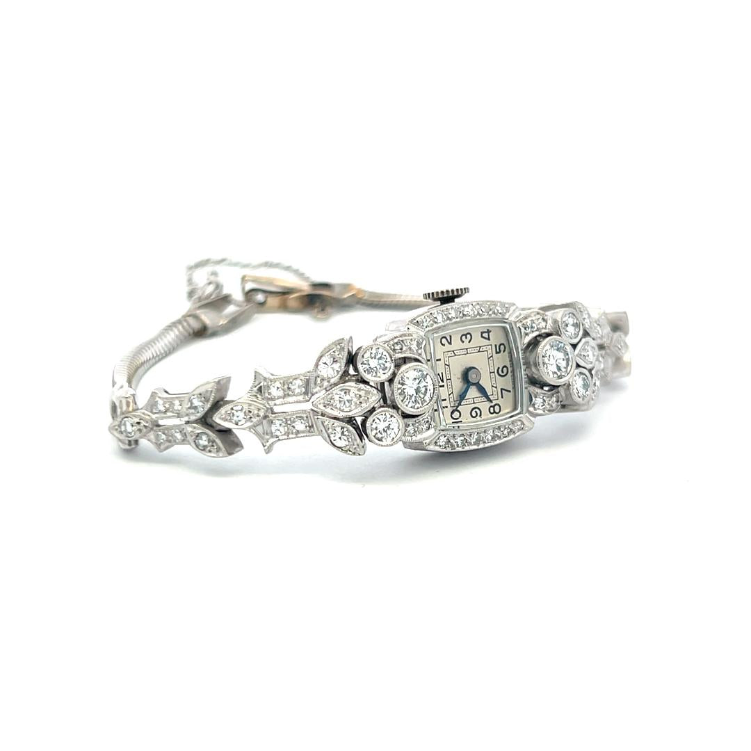 1.95 Carat Circular Brilliant Cut G VS Diamond Platinum Bracelet Watch