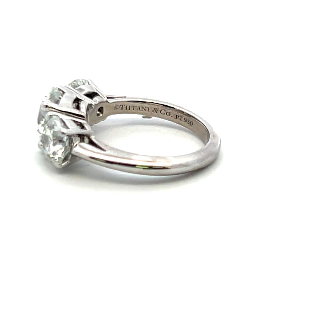Tiffany & Co 4.22 Carat Round Brilliant G VS1 Diamond Platinum Three-Stone Ring