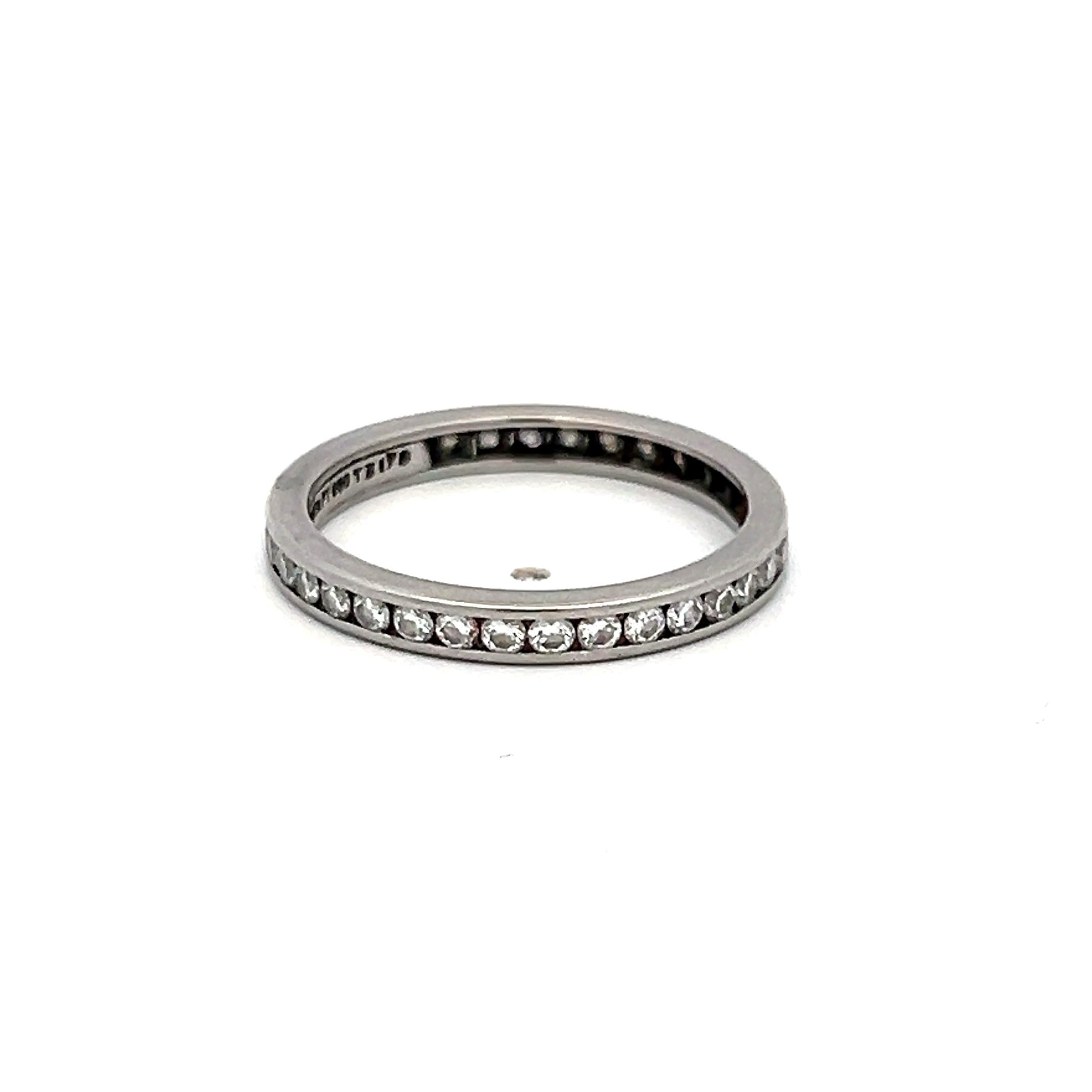 Tiffany & Co 0.70 Carat Round Brilliant F VS Diamond Platinum Eternity Band Ring