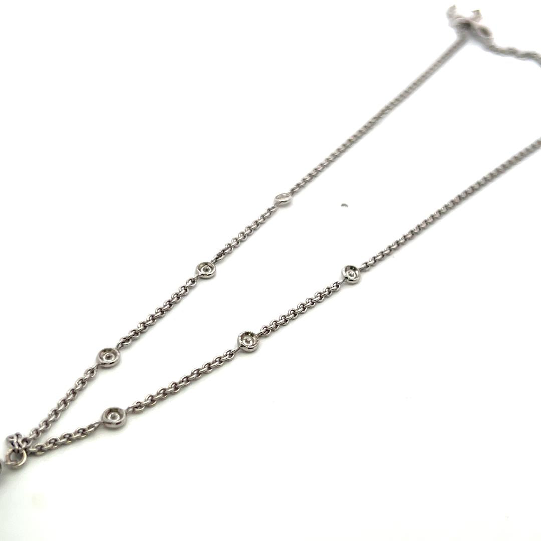 Pearl 0.78 Carat Round Brilliant G VS Diamond 18K White Gold Pendant Necklace