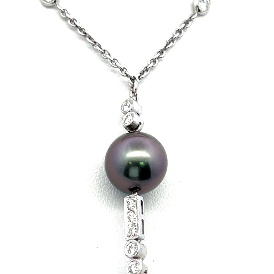 Pearl 0.78 Carat Round Brilliant G VS Diamond 18K White Gold Pendant Necklace