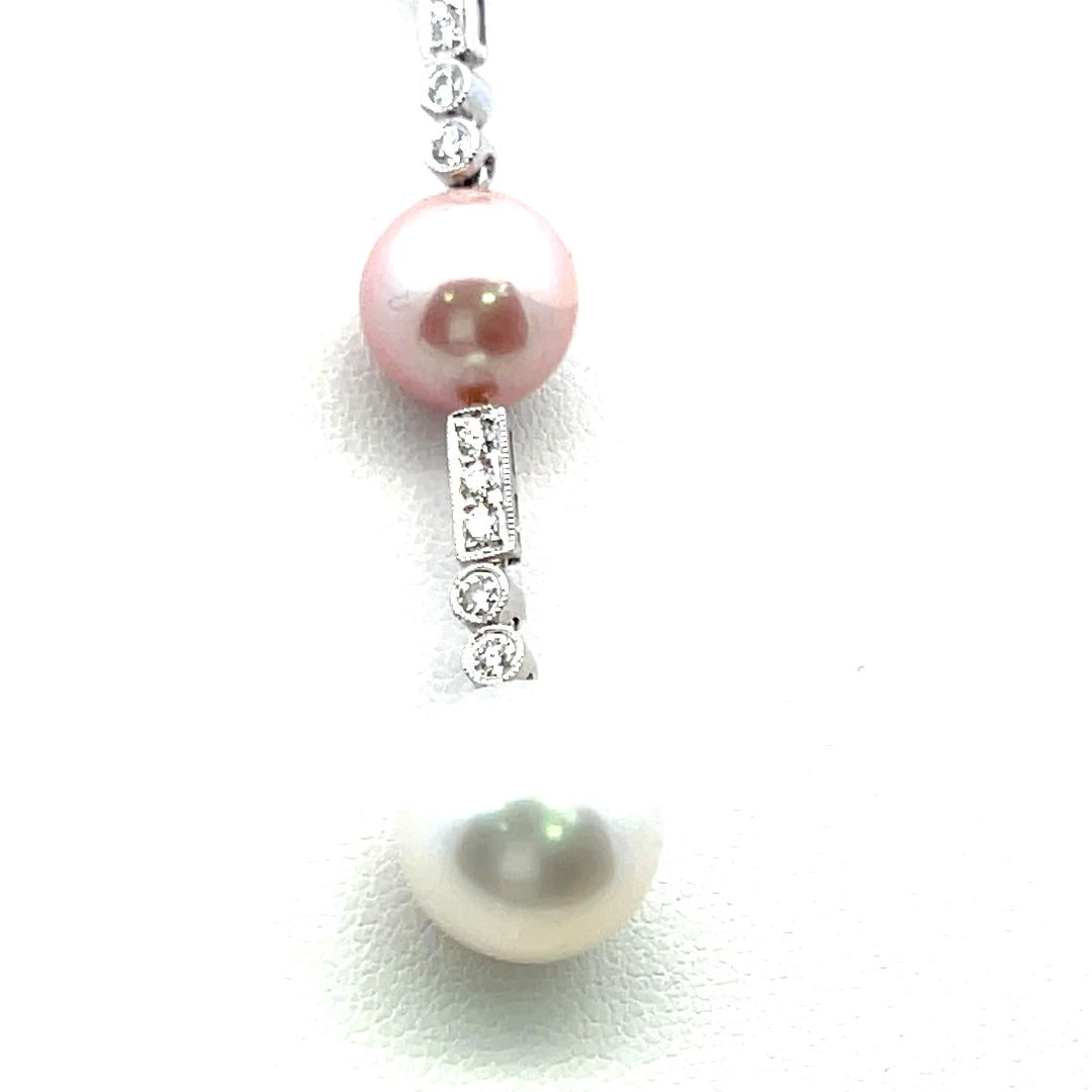 Pearl 0.78 Carat Round Brilliant G VS Diamond 18K White Gold Pendant Necklace