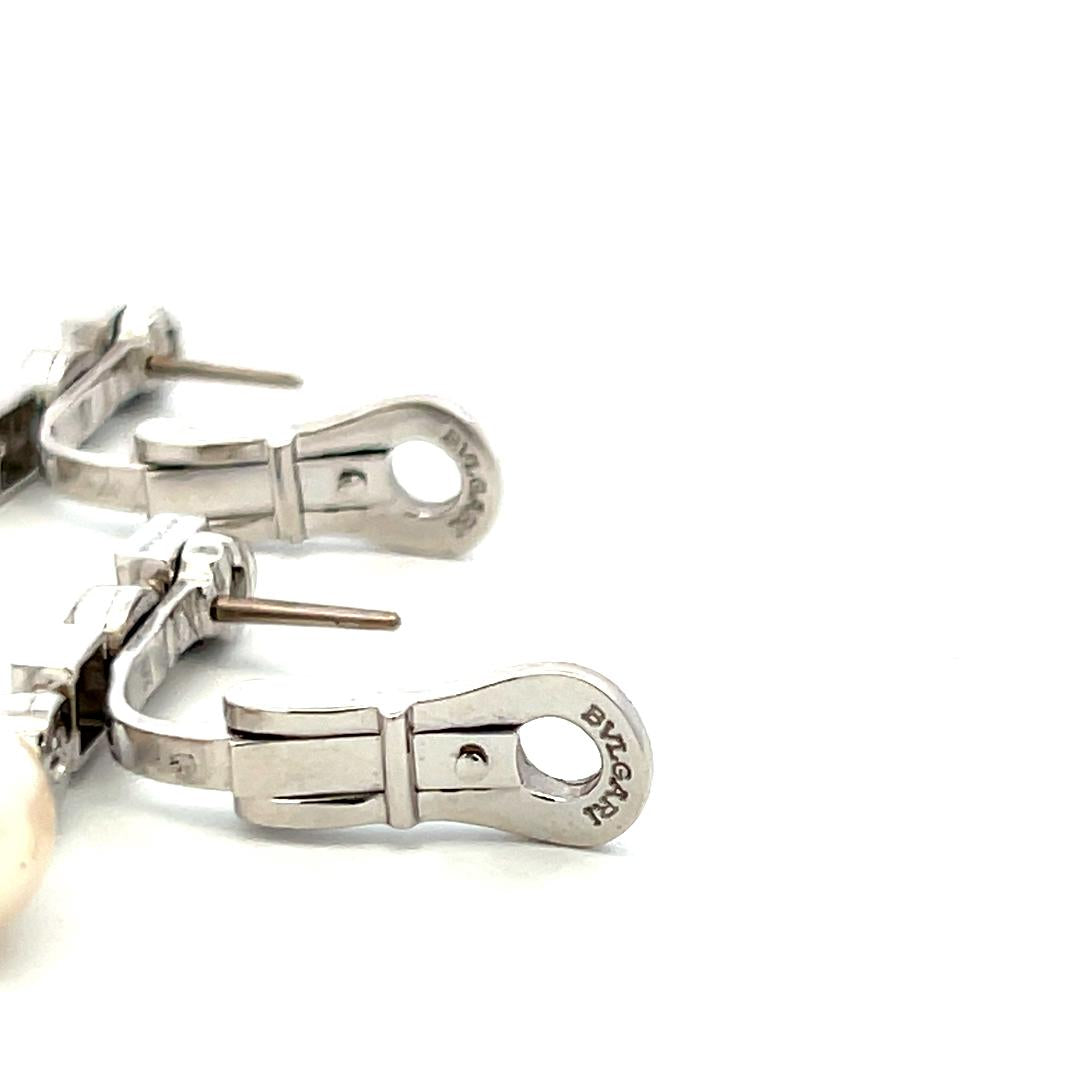 Bvlgari 18K WG Drop Earrings with 0.32ct Round F VS Diamonds 9-9.2mm Akoya Pearl