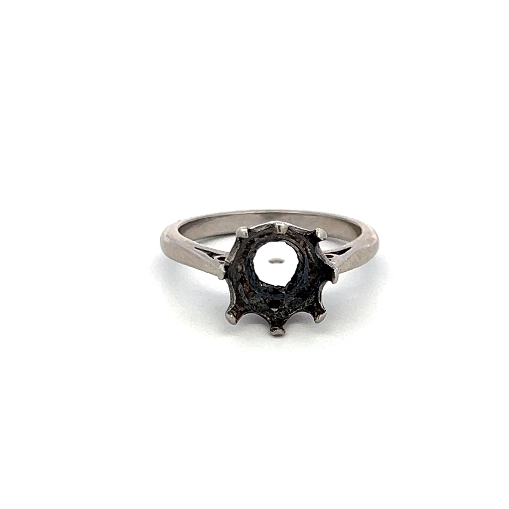 Vintage 3.30 Grams Size 7 Platinum Semi Mount Ring Hold 2.5 carat Stone