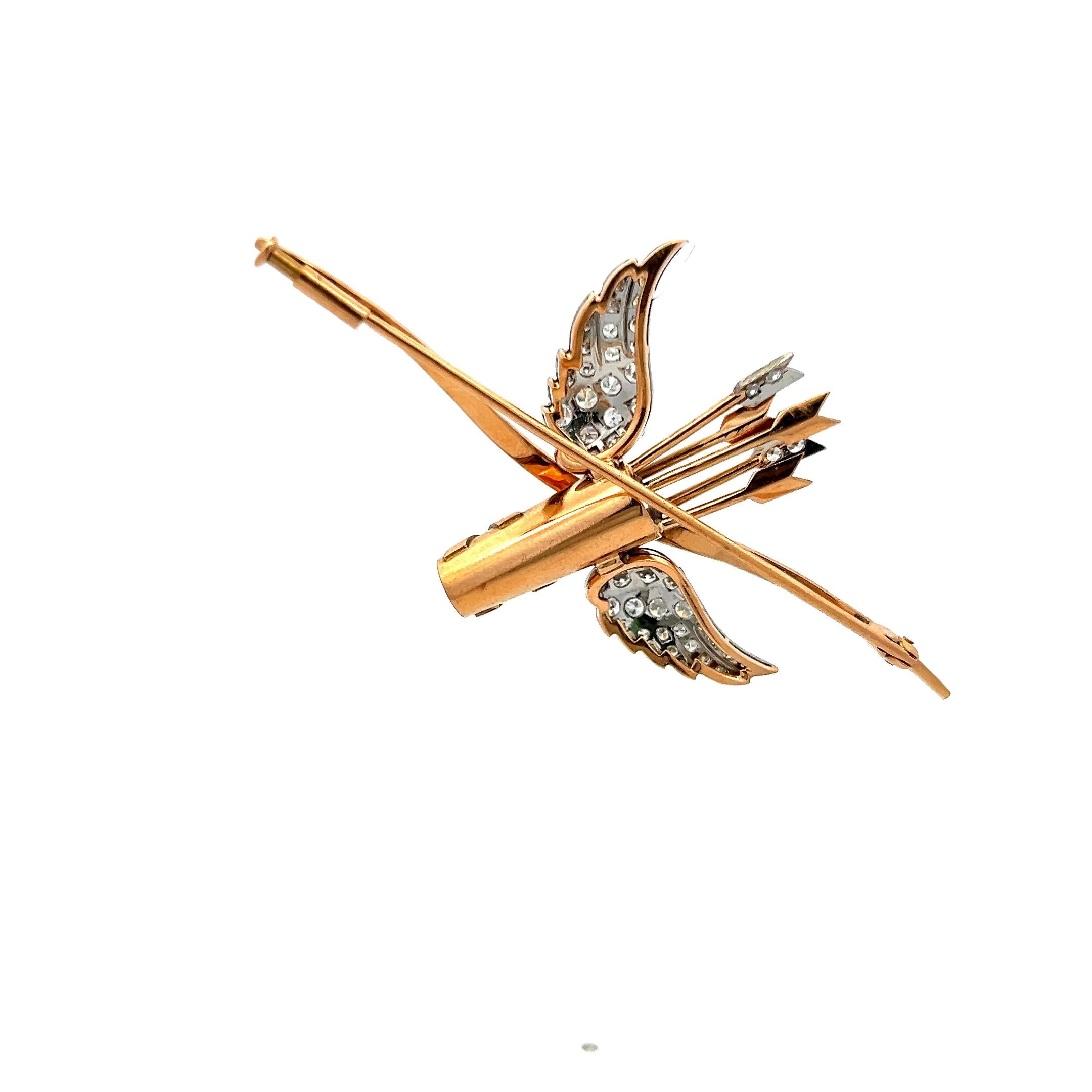 1.19 Carat Circular Brilliant Cut G VS Diamond 18 Karat Rose Gold Pin Brooch