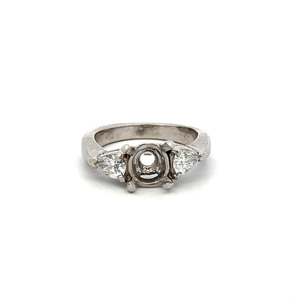 1.50 Carat Pear Shape F SI Diamond Platinum Semi Mount Ring