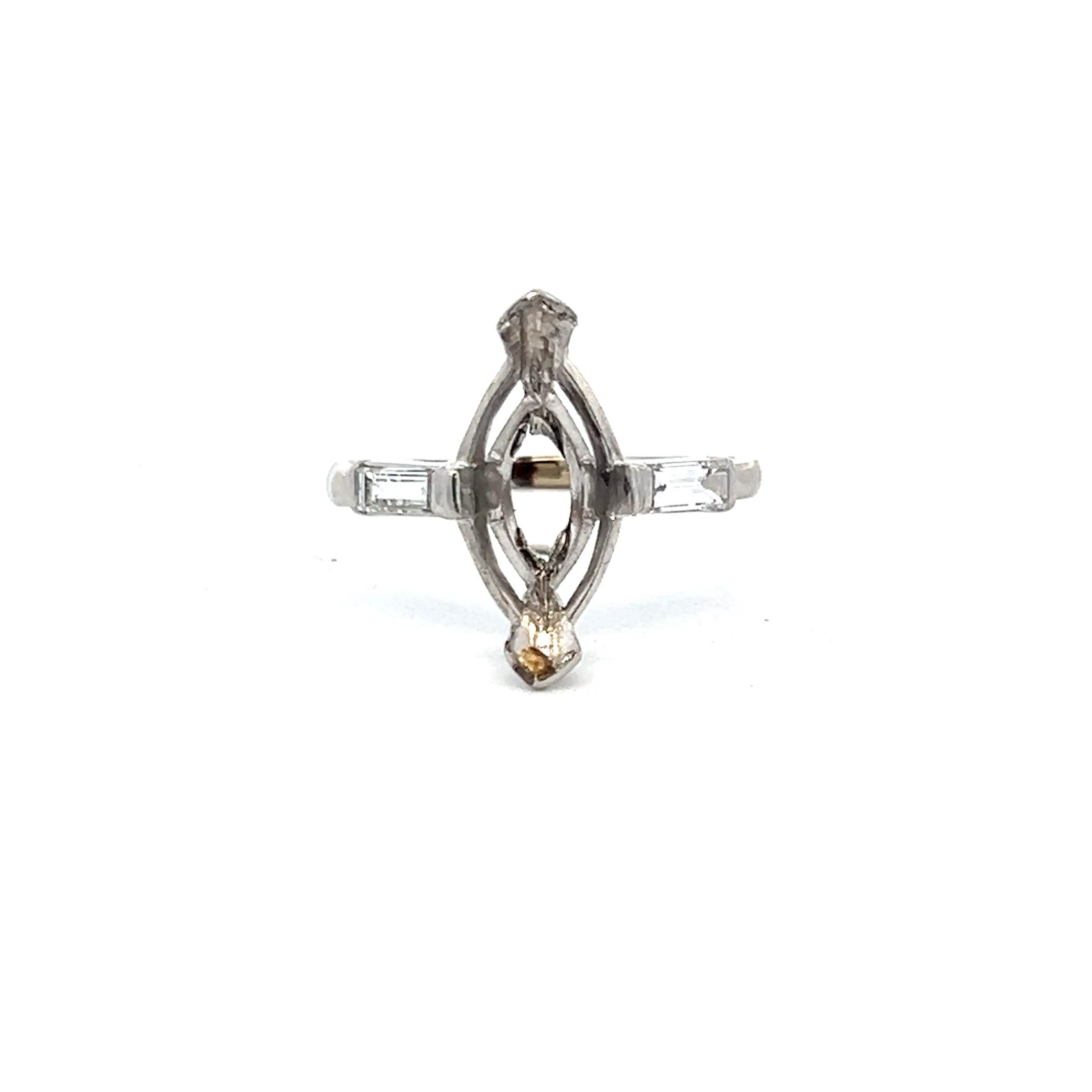 0.30 Carat Baguette Shape G VS Diamond Platinum Semi Mount Ring